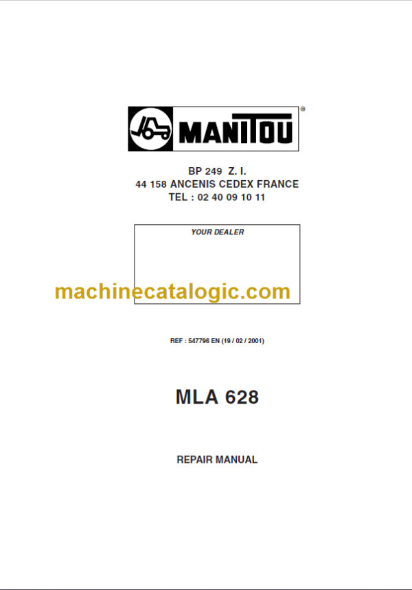 Manitou MLA 628 REPAIR MANUAL