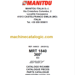 Manitou MRT 1840-360 Easy - E3 PARTS CATALOGUE