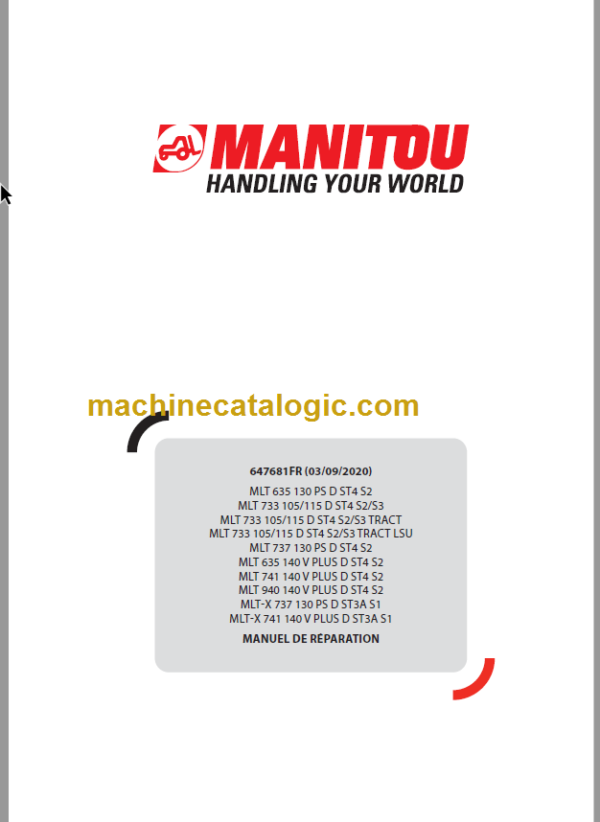 Manitou MLT 635 Manuel De Réparation FR