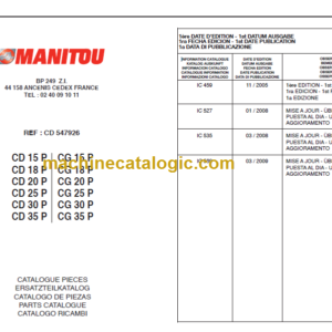 MANITOU CD 20P-CG 20P PARTS CATALOGUE