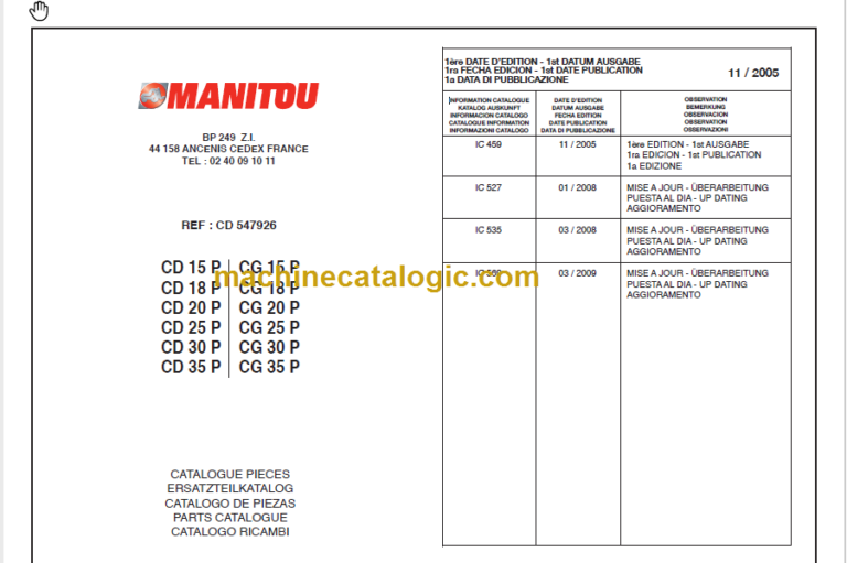 MANITOU CD 20P-CG 20P PARTS CATALOGUE