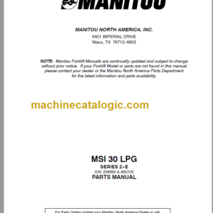 MANITOU MSI 30 LPG S2E PARTS MANUAL