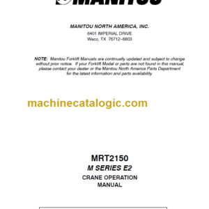 Manitou MRT 2150 M SERIES E2 CRANE OPERATION MANUAL