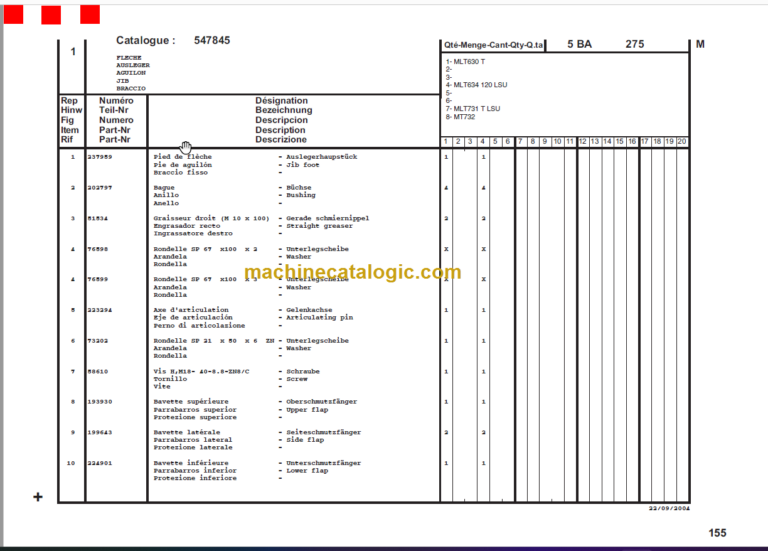 Manitou MLT 634 120 LSU PARTS MANUAL