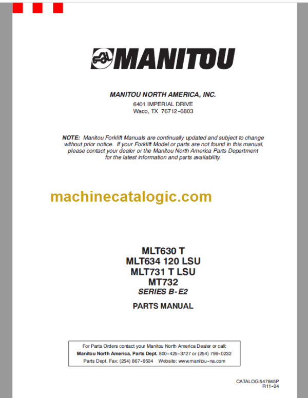 Manitou MLT 634 PARTS MANUAL