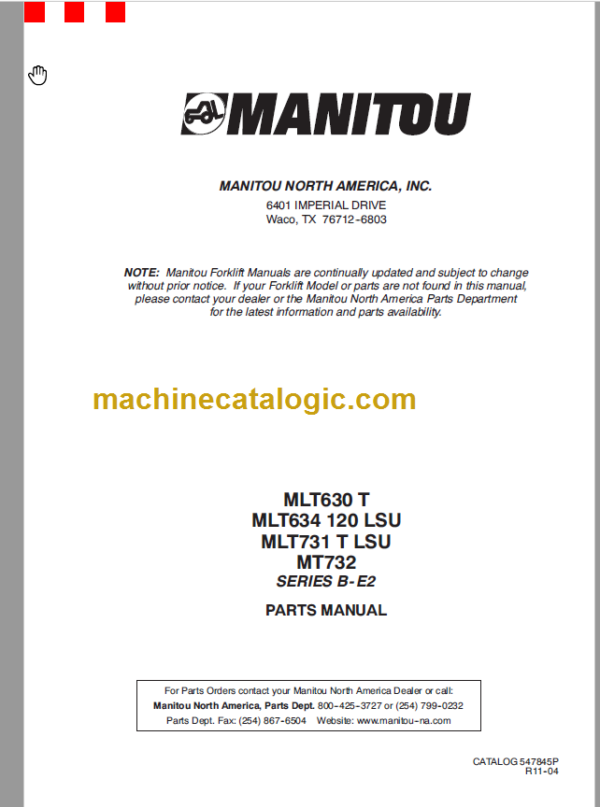 Manitou MLT 731 Turbo LSU PARTS MANUAL