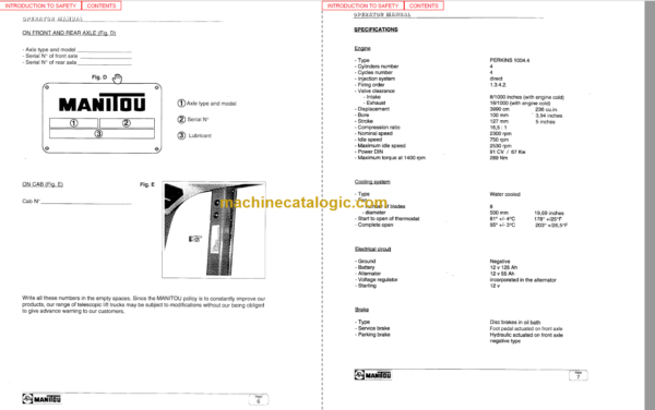 Manitou MVT 1330 L OPERATOR SERVICE MANUAL