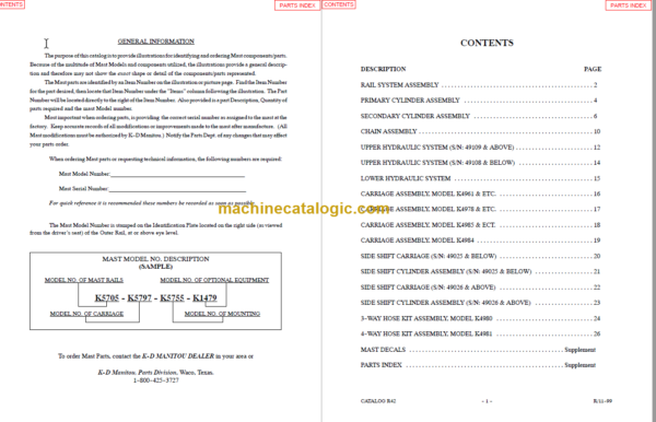 MANITOU 4900 Series Parts Manual