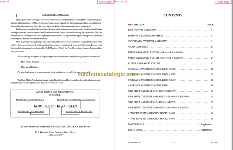 MANITOU 4900 Series Parts Manual