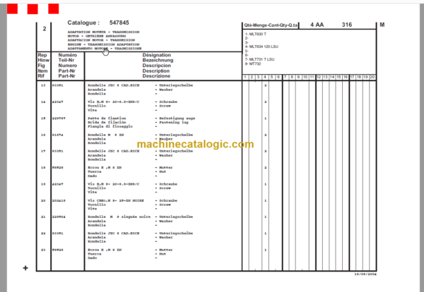 Manitou MLT 731 Turbo LSU PARTS MANUAL