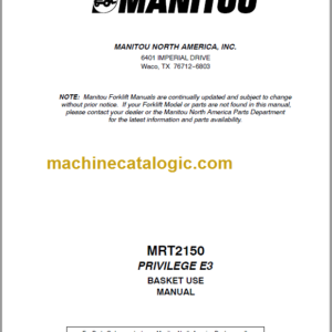 Manitou MRT 2150 PRIVILEGE E3 BASKET USE MANUAL