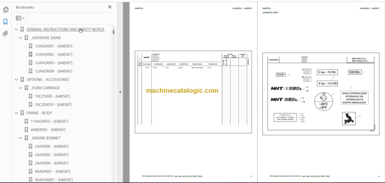 Manitou MHT-X 860L E3 S2 PARTS CATALOGUE