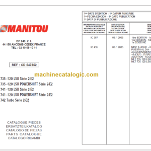 Manitou MLT 735 Serie2-E2 Parts Catalogue