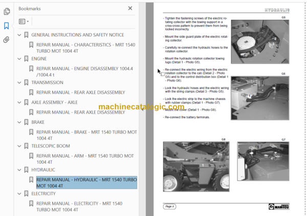 Manitou MRT 1540 TURBO MOT 1004 4T REPAIR MANUAL