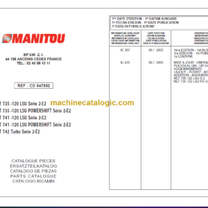 Manitou MLT 741 Serie2-E2 Parts Catalogue