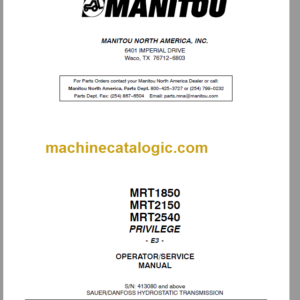 Manitou MRT 1850 PRIVILEGE E3 SERVICE MANUAL