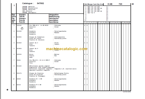 Manitou MLT 741 Serie2-E2 Parts Catalogue