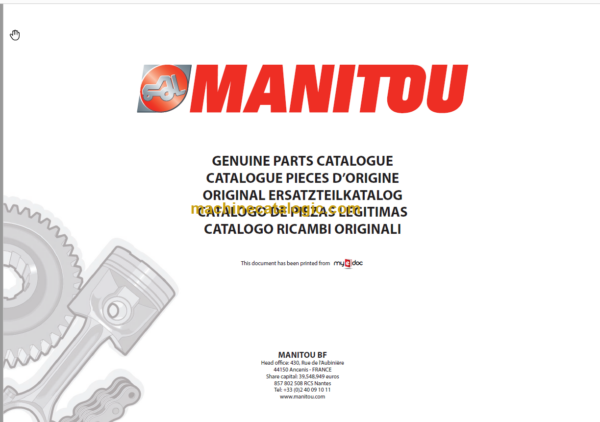 Manitou MLT 845 120 E3 Parts Catalogue