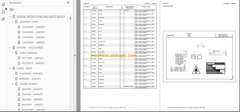 Manitou MHT-X 860L E3 S2 PARTS CATALOGUE