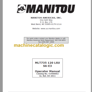 Manitou MLT735 120 LSU S6-E3 Operator Manual