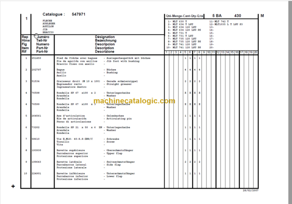 Manitou MLT 741 120 LSU PS Série 3 - E2 PARTS CATALOGUE