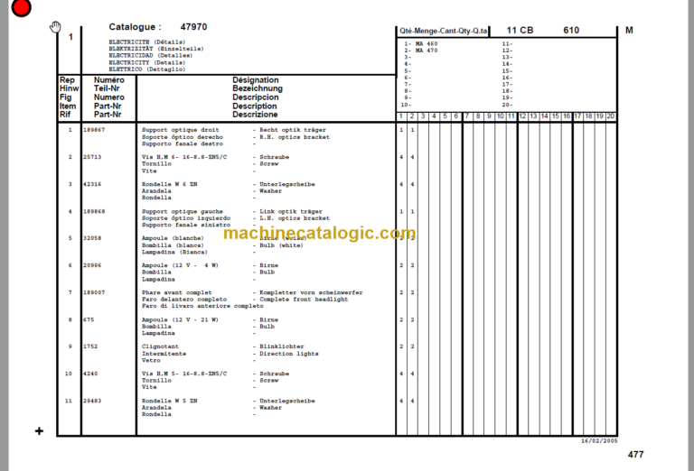 MANITOU MA 470 PARTS MANUAL