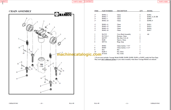 MANITOU 4900 Series Parts Manual