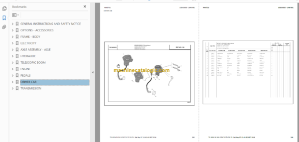 Manitou MLT 845 120 E3 Parts Catalogue