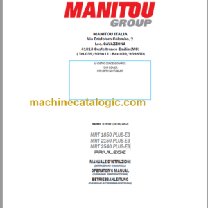 Manitou MRT 1850 PLUS-E3 OPERATOR’S MANUAL