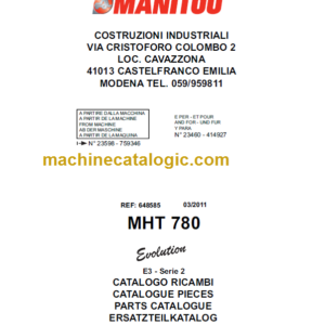 Manitou MHT 780 E3 PARTS CATALOGUE