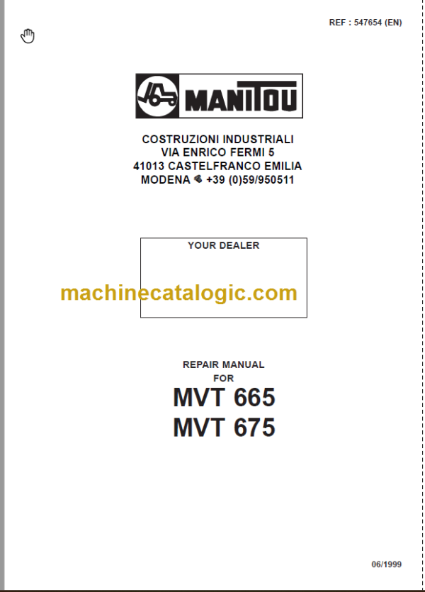 Manitou MVT 665 REPAIR MANUAL