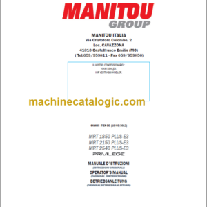 Manitou MRT 2540 PLUS-E3 OPERATOR’S MANUAL