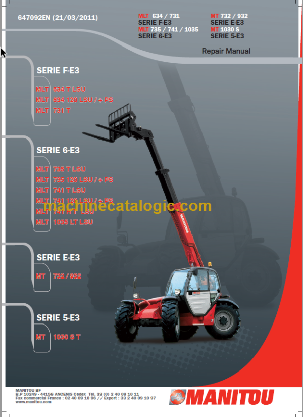 Manitou MLT 1035 LT LSU Repair Manual