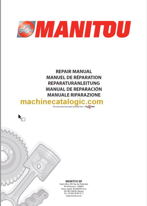 Manitou MLT 845 H S4-E3 Repair Manual