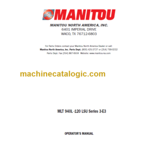 Manitou MLT 940L 120 LSU S3-E3 Operator's Manual