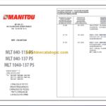 Manitou MLT 1040-137 PS PARTS CATALOGUE