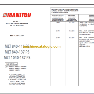 Manitou MLT 1040-137 PS PARTS CATALOGUE