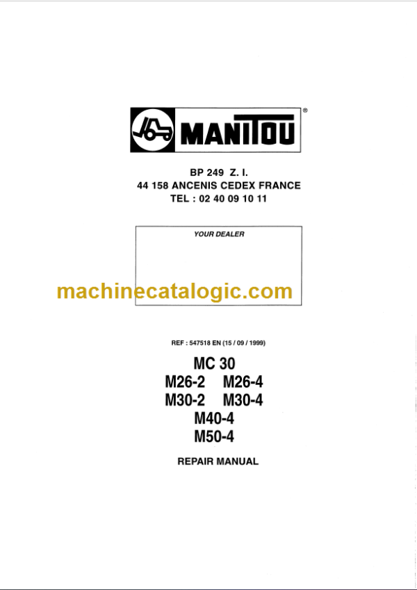 MANITOU M26-2 REPAIR MANUAL