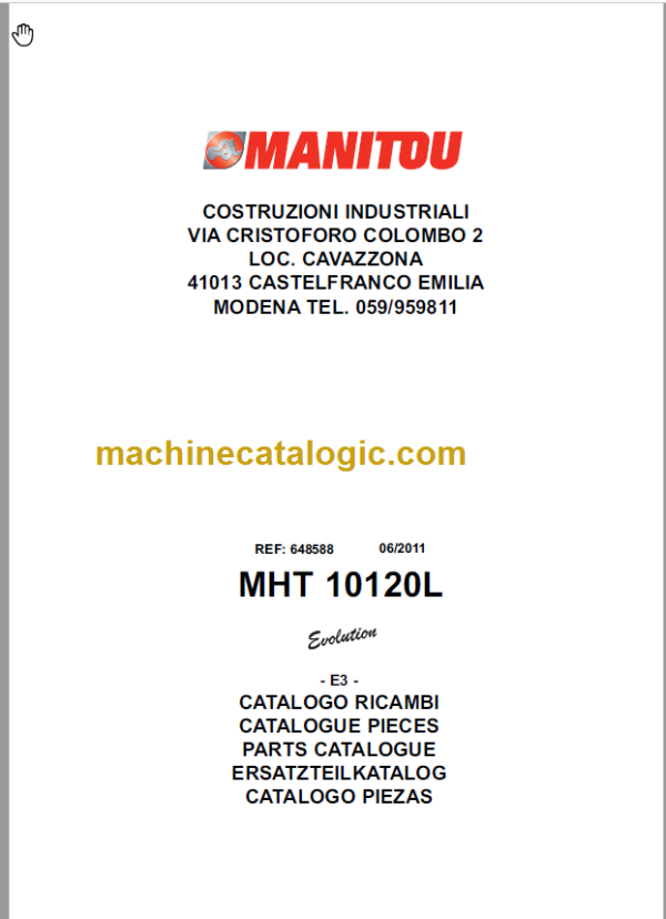 Manitou MHT 10120L E3 PARTS CATALOGUE