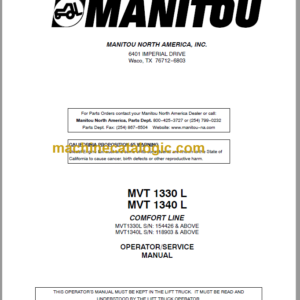 Manitou MVT 1340 L OPERATOR SERVICE MANUAL