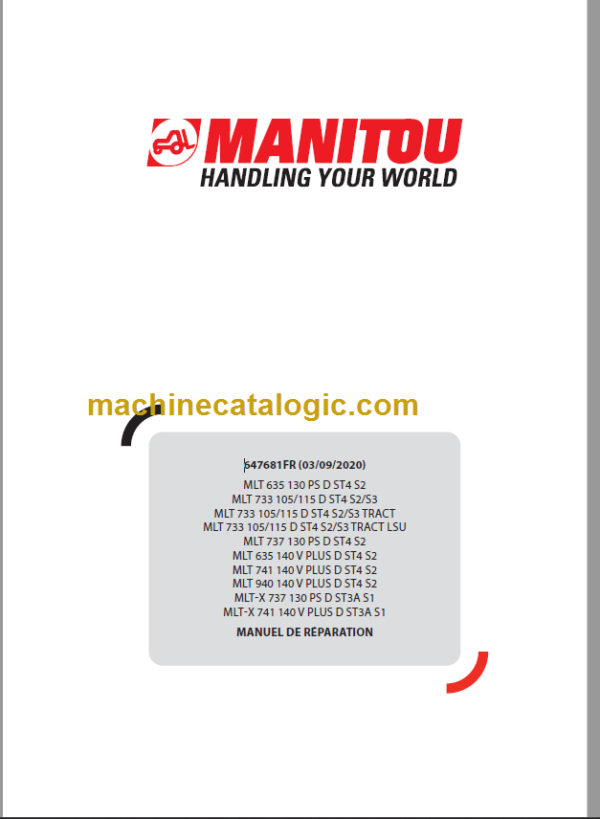 Manitou MLT 733 105115 D TRACT LSU Manuel De Réparation