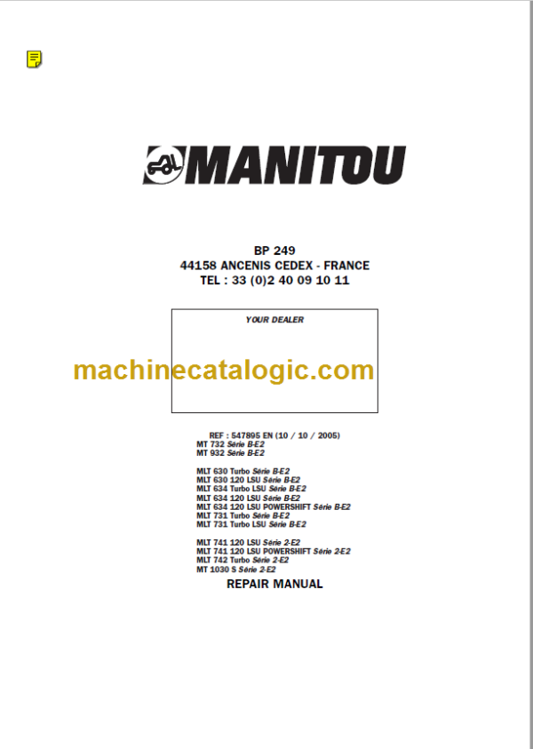 Manitou MLT 742 Turbo S2-E2 Repair Manual