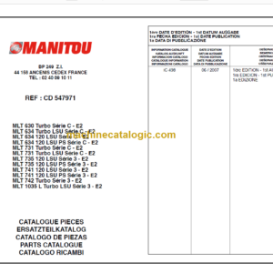 Manitou MLT 742 Turbo S3 E2 PARTS CATALOGUE