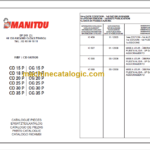 MANITOU CD 25P-CG 25P PARTS CATALOGUE