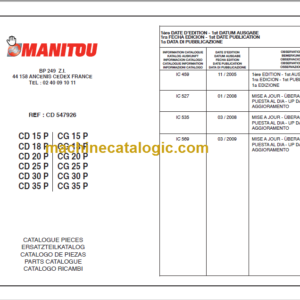 MANITOU CD 25P-CG 25P PARTS CATALOGUE