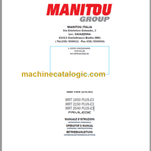 Manitou MRT 2150 PLUS-E3 OPERATOR’S MANUAL