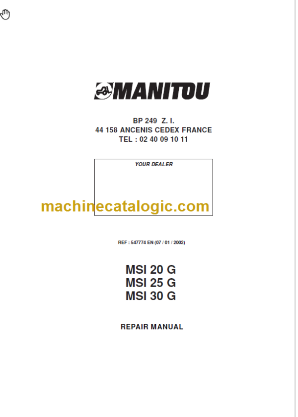 MANITOU MSI 25 G REPAIR MANUAL