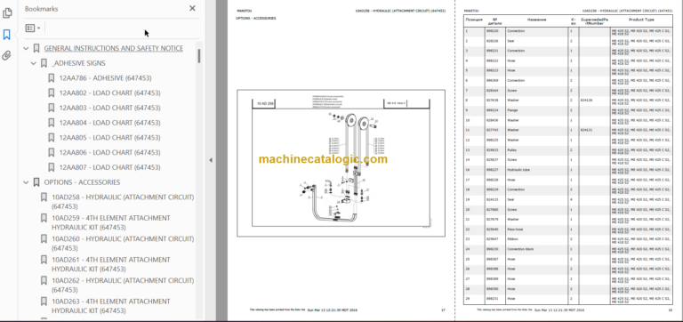 MANITOU ME 430 S2 PARTS CATALOGUE