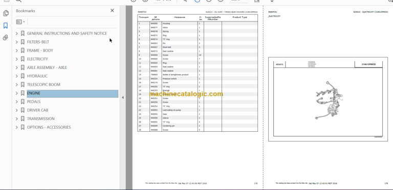 Manitou MLT 845 100D H LSU ST3B S1 PARTS CATALOGUE