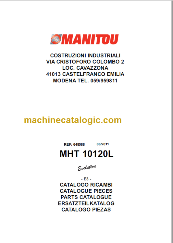 Manitou MHT 10120L PARTS CATALOGUE